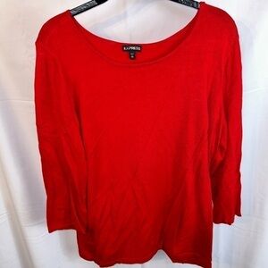 Express Shirt Scoop Wide Neck Pullover Long Sleeve Top Knit Ribbed Buttery Soft